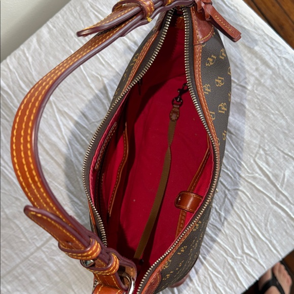 Dooney & Bourke Black and Brown Monogram Shoulder Bag - Picture 6 of 9